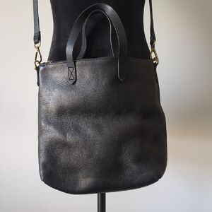 Madewell Small Transport Black Leather Tote Bag